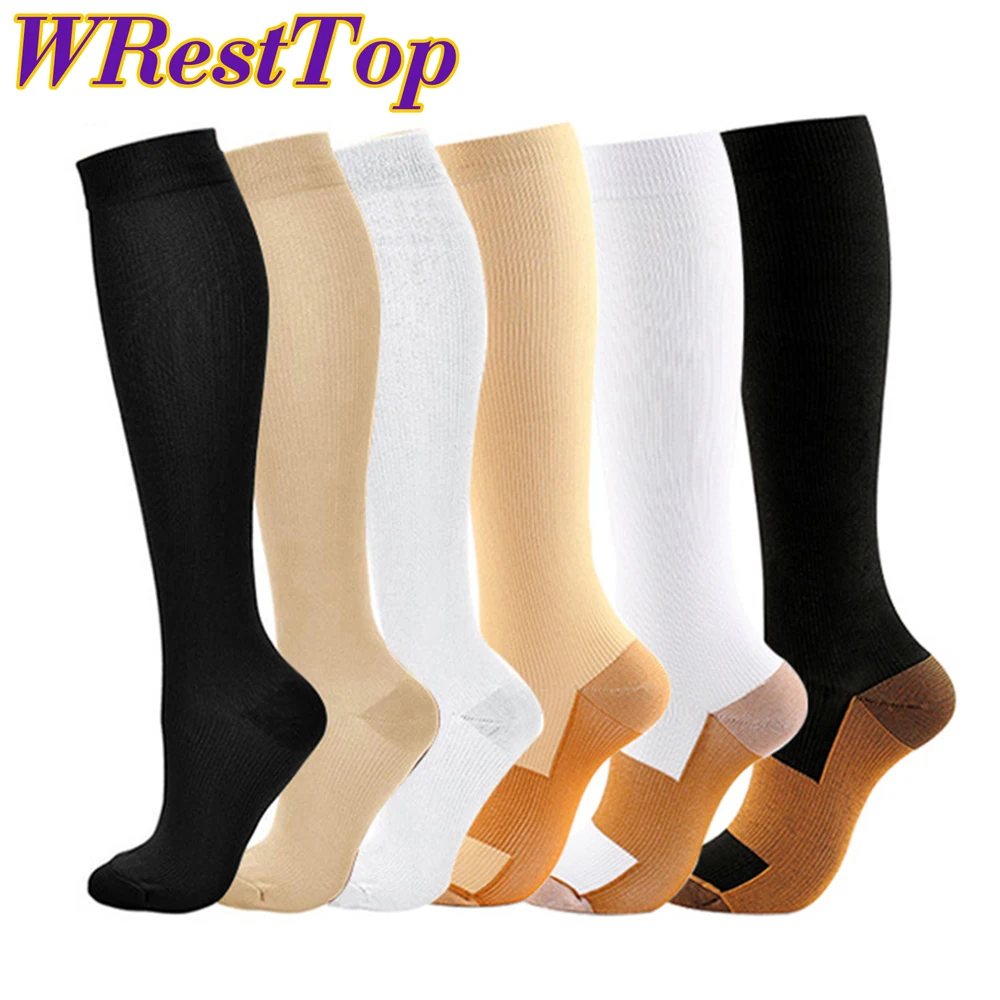 

1Pair Unisex Copper Compression Socks for Men Women 15-20mmHg-Graduated Circulation Best Support for Nurses, Running, Soccer