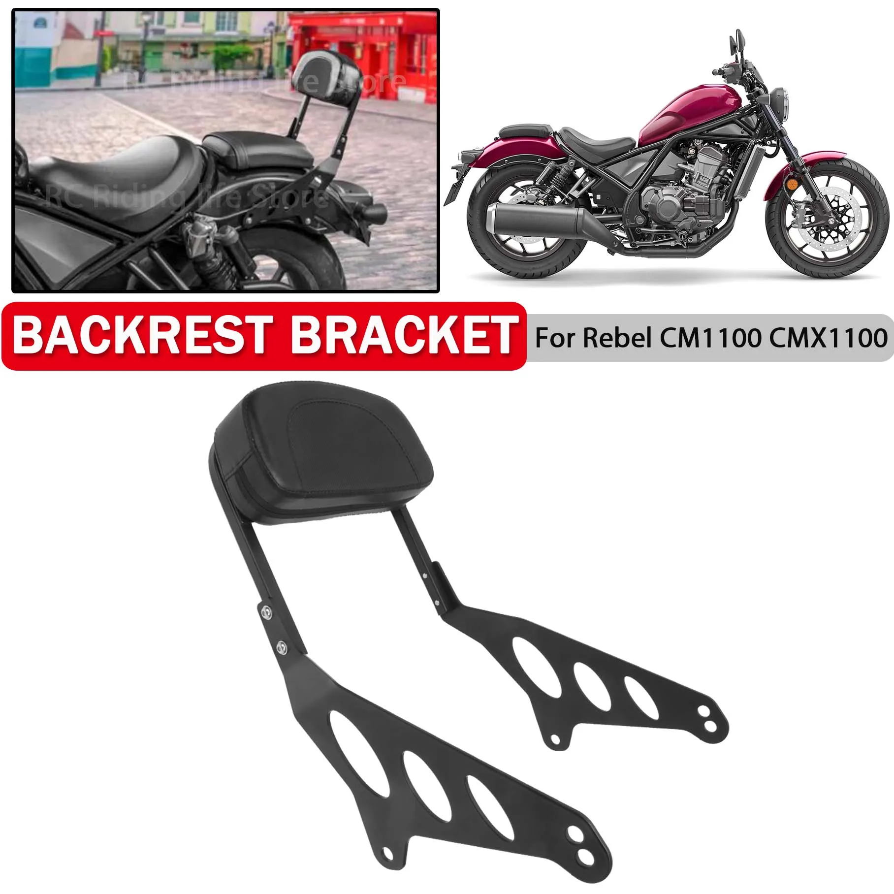 

Motorcycle Rear Passenger Seat Backrest Bracket For Honda Rebel CM1100 CMX1100 CM 1100 CMX 1100CM 1100CMX 2021-2023 2024 2025
