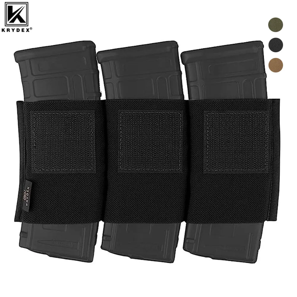 KRYDEX Tactical Triple 5.56 Magazine Insert  Pouch Elastic Buld-in Mag Holder Hook Fasteners for MK3 MK4 Chest Rig Accessories