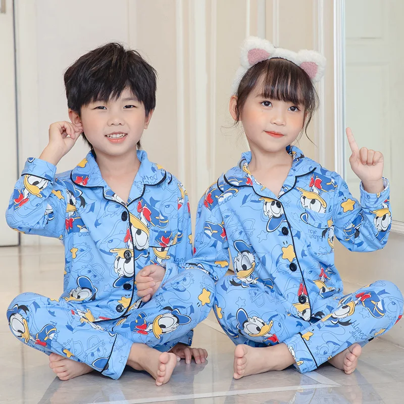 New Children\'s Pajamas Long Sleeve Spring And Autumn Cartoon Big Children\'s Home Furnishing Set