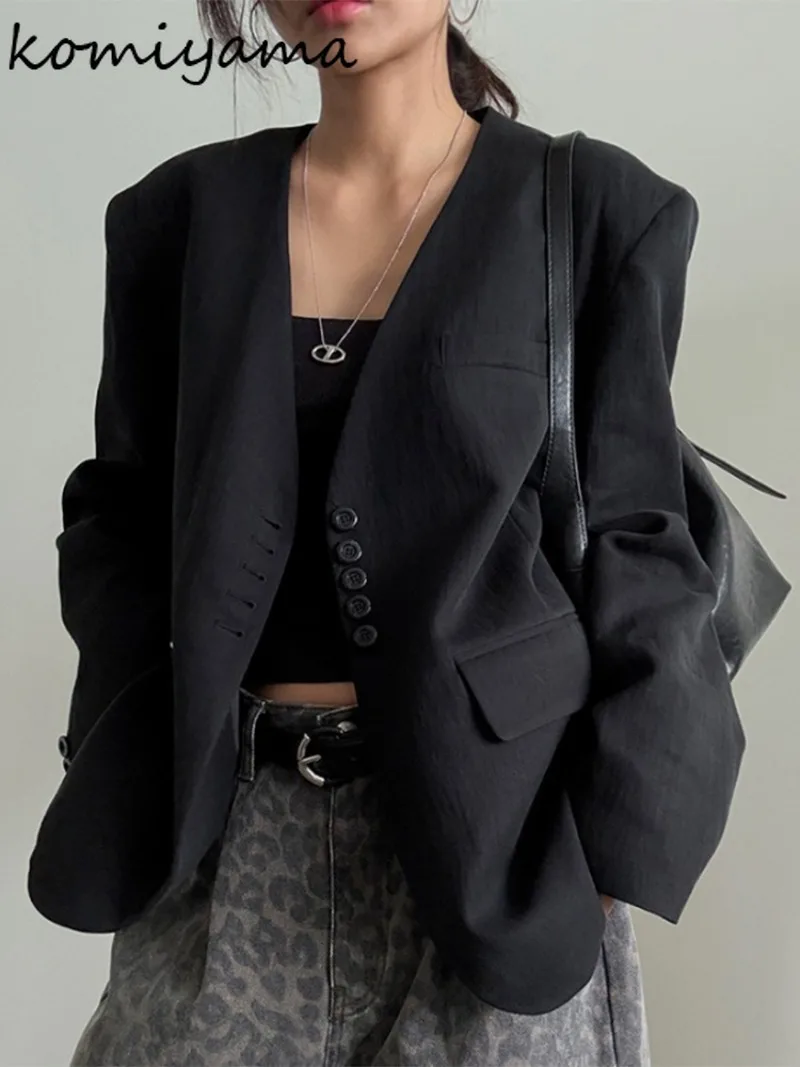 

V-neck Single Breasted Chaquetas De Mujer 2025 Suit Jacket Woman Long Sleeve Jackets Autumn New Casaco Korean Outerwears