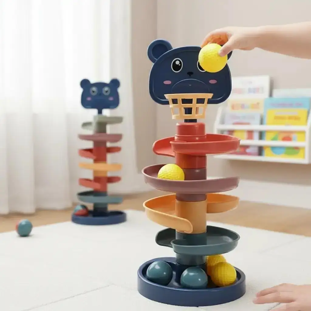 ของเล่นเสริมพัฒนาการเด็กเล็ก ชุดรางลูกบอลเลื่อนซ้อน สนุกสนาน เสริมสร้างทักษะการเรียนรู้ สำหรับเด็กอายุ 1-3 ปี