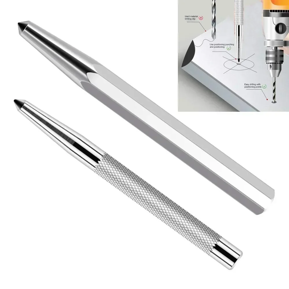 2 pezzi Localizzatore di punzoni centrali in acciaio al carbonio Localizzatore di punzoni a punto di scalpello Localizzatore di punzoni per trapano in metallo Mark Punzone centrale Punzone per scalpello per monitore