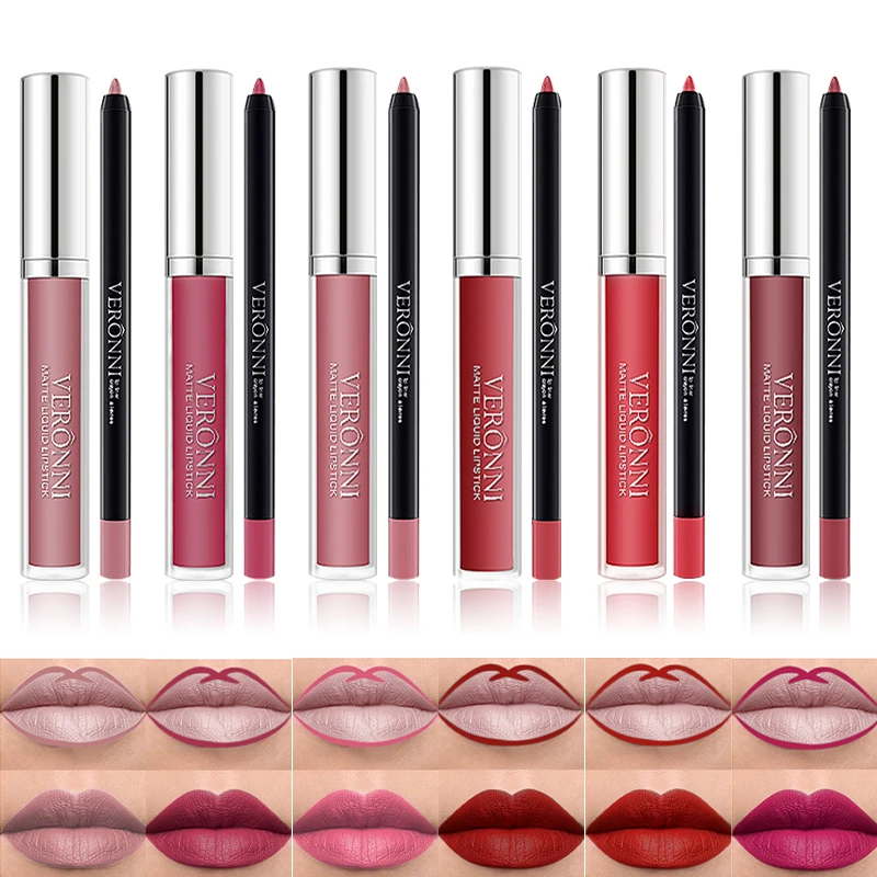 ชุดลิปกลอสและลิปไลเนอร์ไม่ติด 13 สี ลิปกลอสเนื้อแมทกันน้ําติดทนนาน ลิปเคลือบสีมันไม่ซีดจาง 2 ชิ้น