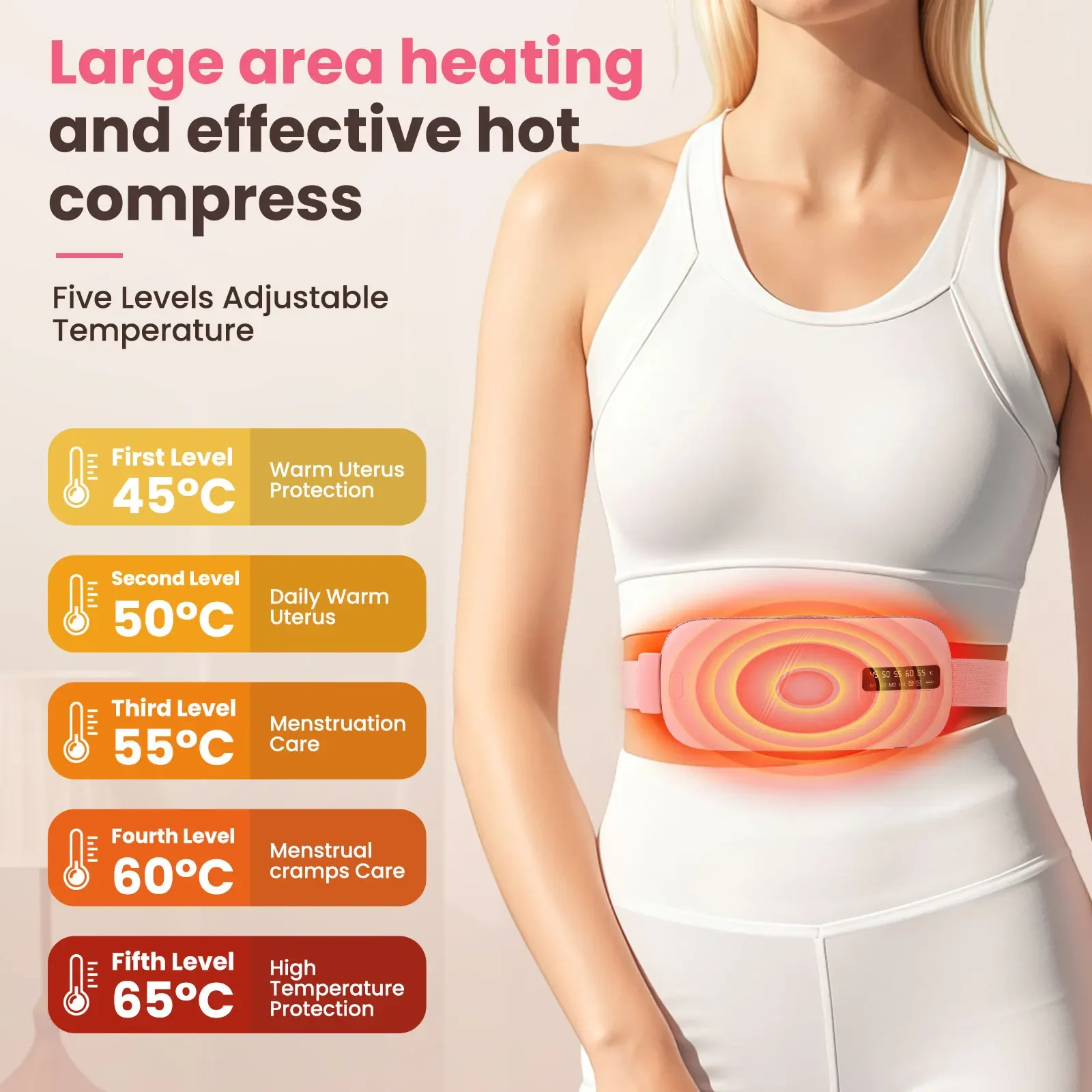 Portable Electric Heating Pad Menstrual Cramp Massager Women Period Care Hot Compress Device Vibration Abdominal Warm Palace Bel