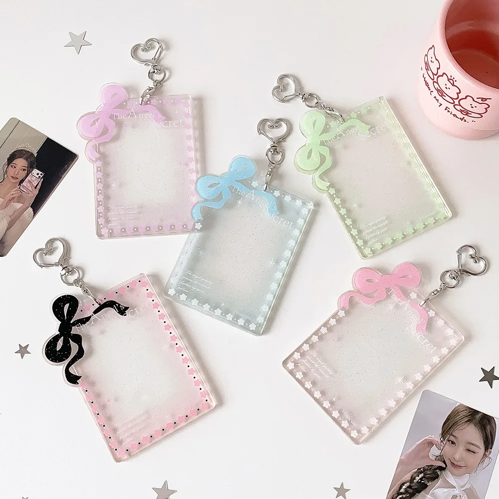 New Glitter Jelly Color Photocard Holder Keychain 2.4x3.5 Inch Clear ID Badge Holder Waterproof Card Holder
