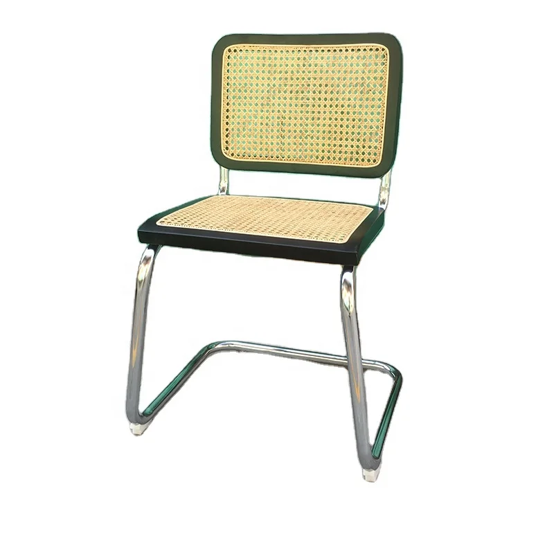 Set of 4 Rattan Dining Chairs Natural Modern Design Ash Wood Steel Frame