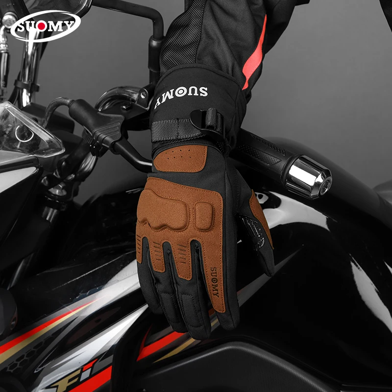 Autumn Winter Motorcycle Riding Gloves Waterproof and Cold Comfortable Splice Color Gloves Guantes de motocicleta impermeables