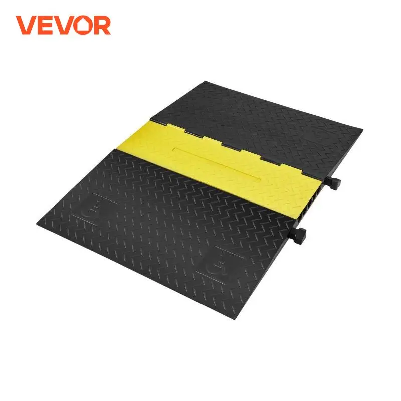 VEVOR Rubber Cable Protector Ramp 5 Channel 22000 lbs/axle Capacity Heavy Duty Wire Cover Ramp ADA Compliant for Indoor&Outdoor