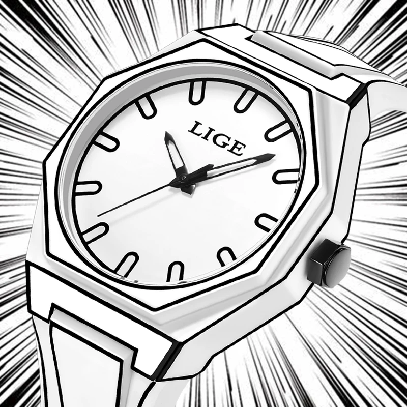 

LIGE 2025 новые креативные часы мужские модные мужские часы с граффити спортивные водонепроницаемые силиконовые кварцевые наручные часы Reloj Hombre