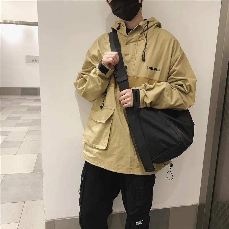 Large Capacity Crossbody Backpack Men's Casual Style Nylon Material Zipper Closure Dumpling Shape Soft Handle for Youth