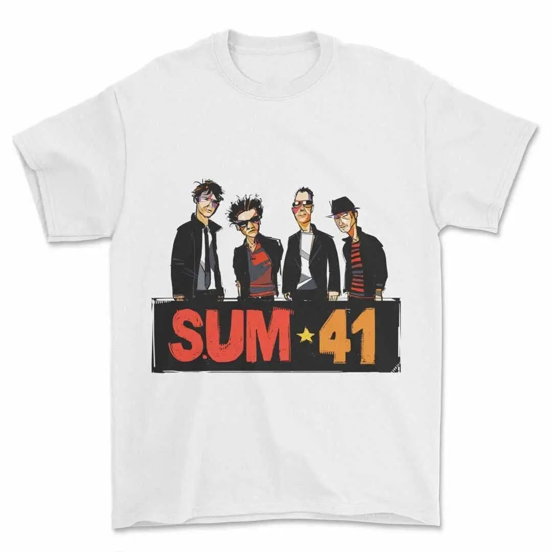 Sum 41 Band Members Caricature Funny Tee Shirt White Unisex S-5XL RE460