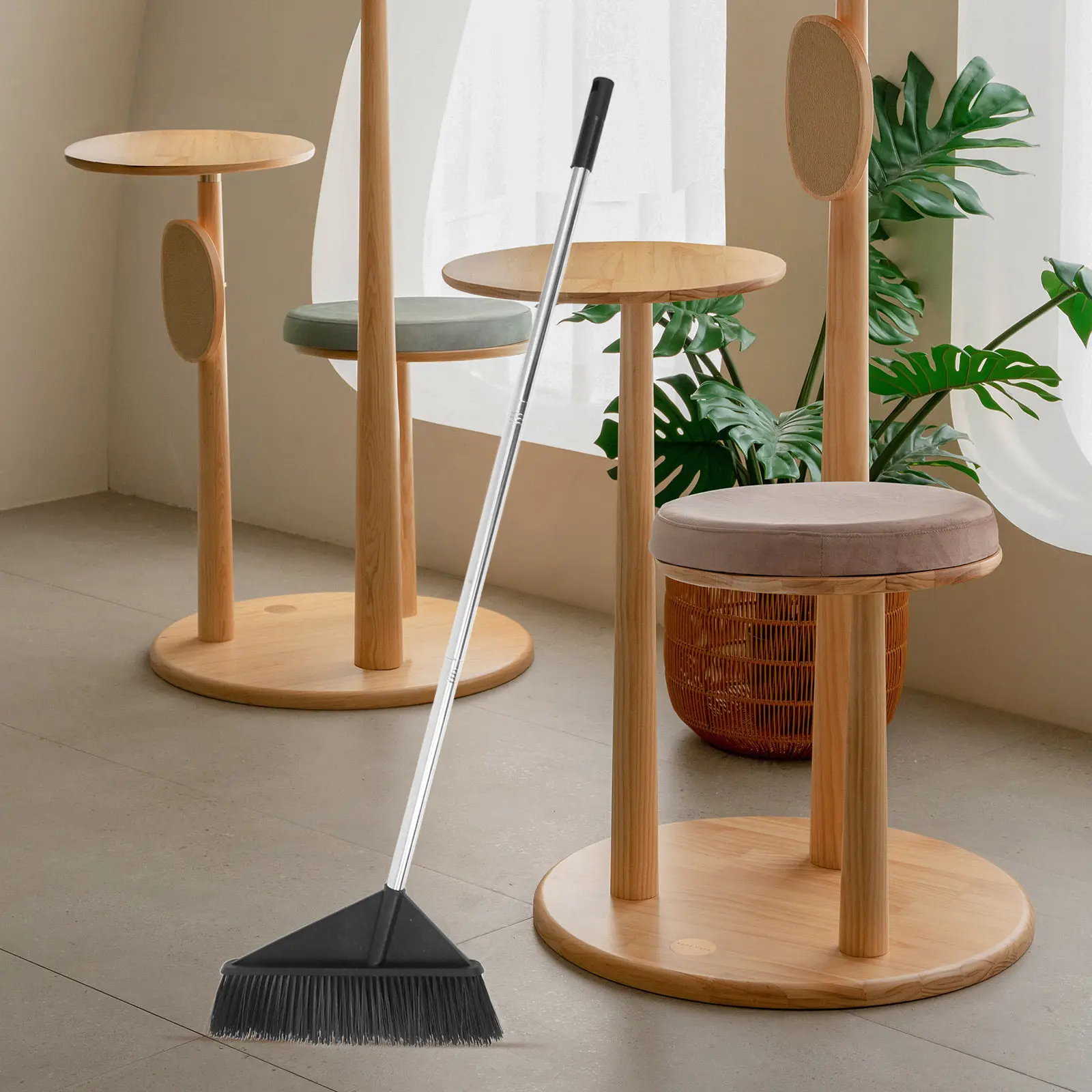

Outdoor Heavy Duty Stiff Bristle Broom Long Handle for Yard Garden Warehouse Concrete Floor Home Cleaning Tool