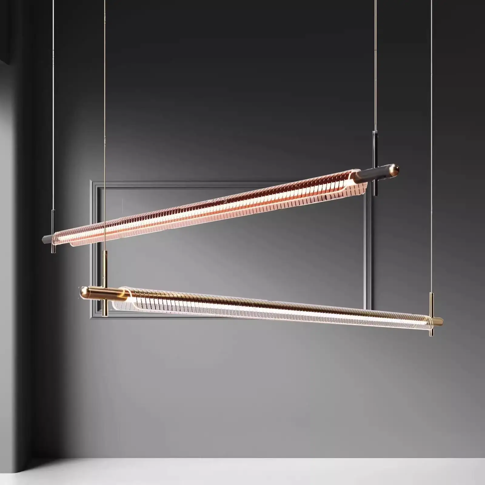 Nordic Minimalist Long Chandelier Creative Restaurant Kitchen Island Bar Counter Pendant Lamp Home