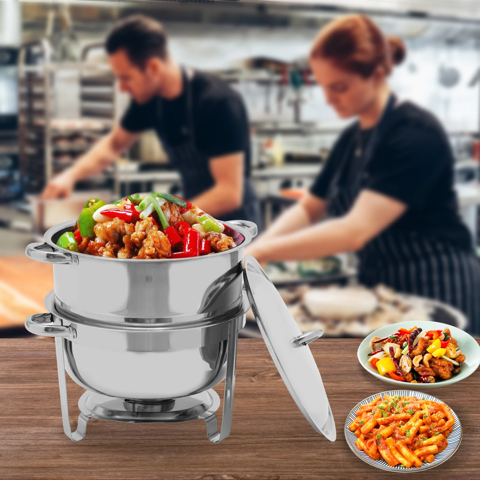 

13.5 Litre Round Stainless Steel Chafing Dish Soup Pot Food Warmer