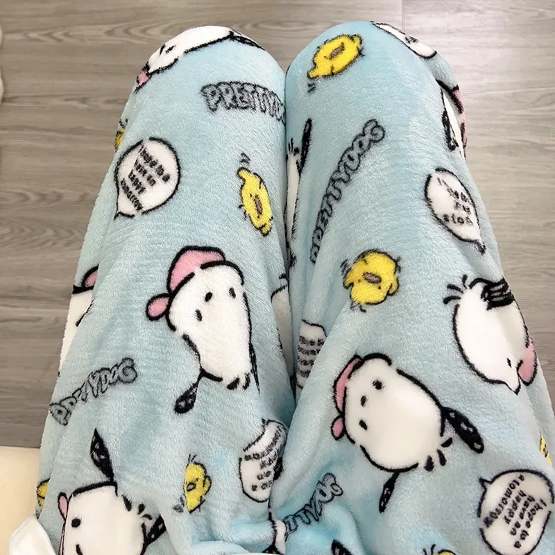 Christmas Cartoon Hello Kitty Flannel Sleepwear Autumn&winter New Style Coral Fleece Thickened and Plush Warm Casual Home Pants