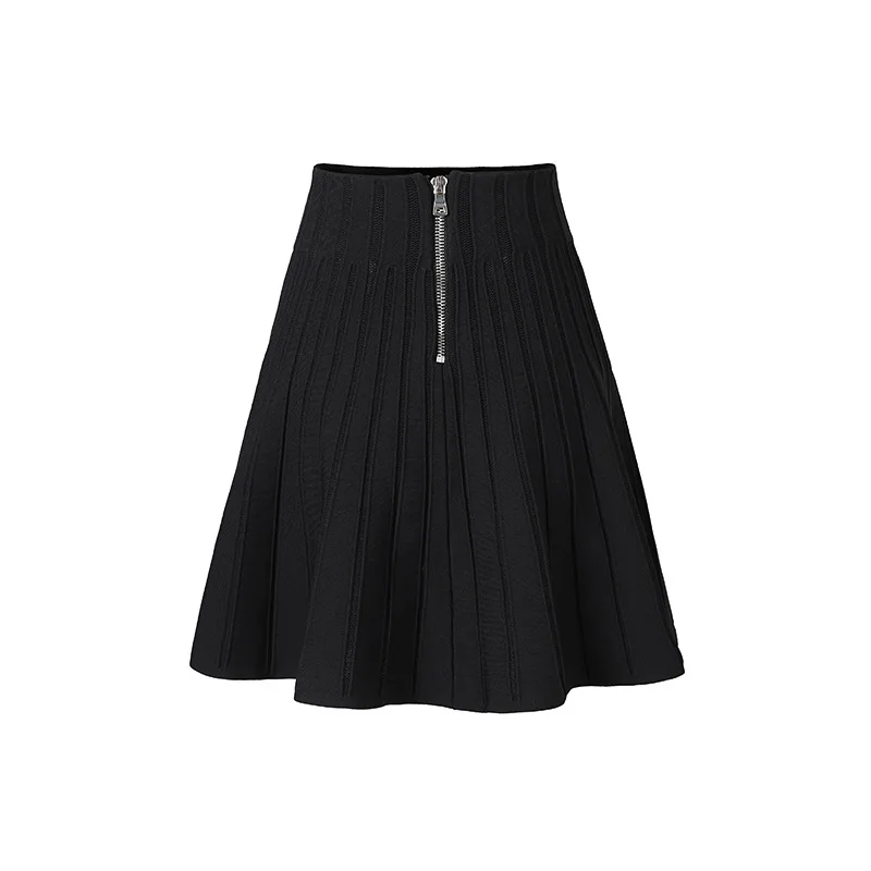 2024 Newest High Street Solid Double-breasted Lady Casual Fashion Quality Office Mini Pleated Knits Short Skirt