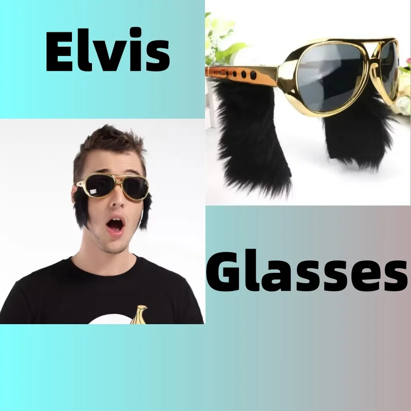 

70s Disco Party Movie Role-playing Elvis Prom Funny Glasses Cosplay Presley Dress Up Rock Carnival Accessories
