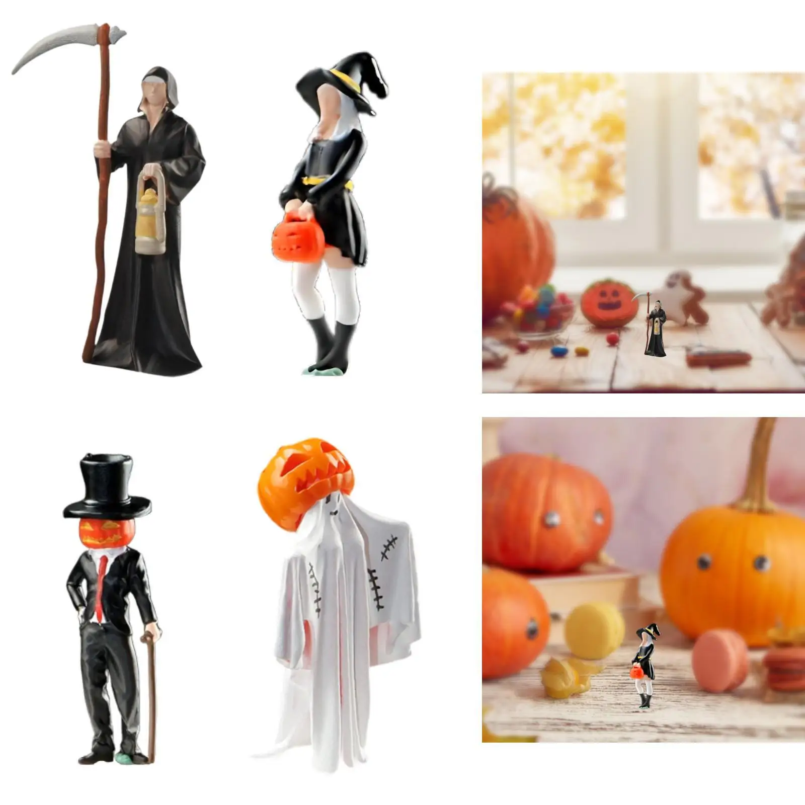 

1/64 Halloween Figure Tiny People Model Desk Decoration Collectibles Cosplay Figure DIY Crafts for Miniature Scene Dollhouse