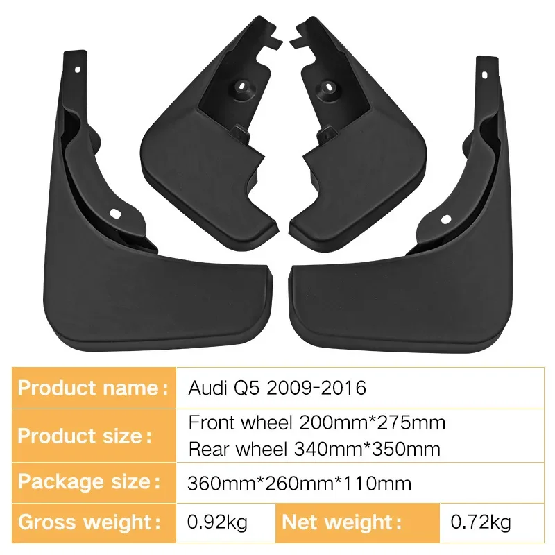 FOR Audi Q5 2009-2016 Car Molded Mud Flaps Splash Guards Mudguards Front Rear Styling Front Rear Car Accessories