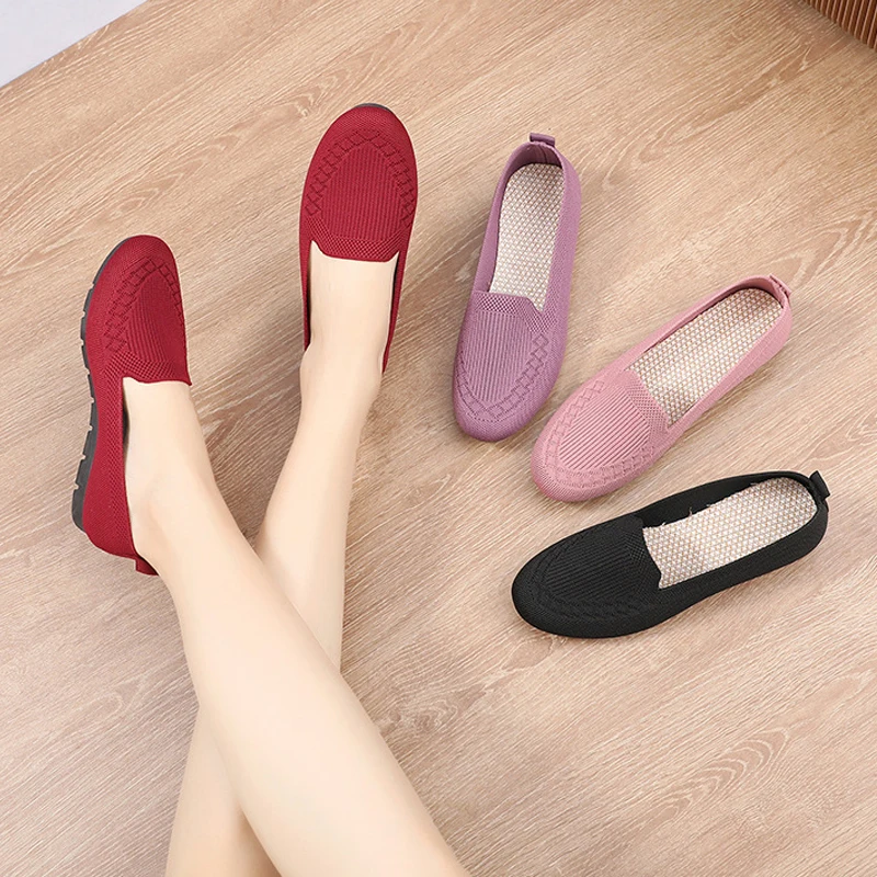 New Women's Shoes Mesh Breathable Sneakers Light Slip on Flat Platform Casual Shoes Ladies Anti-slip Walking Woven Shoes Zapatos image 2