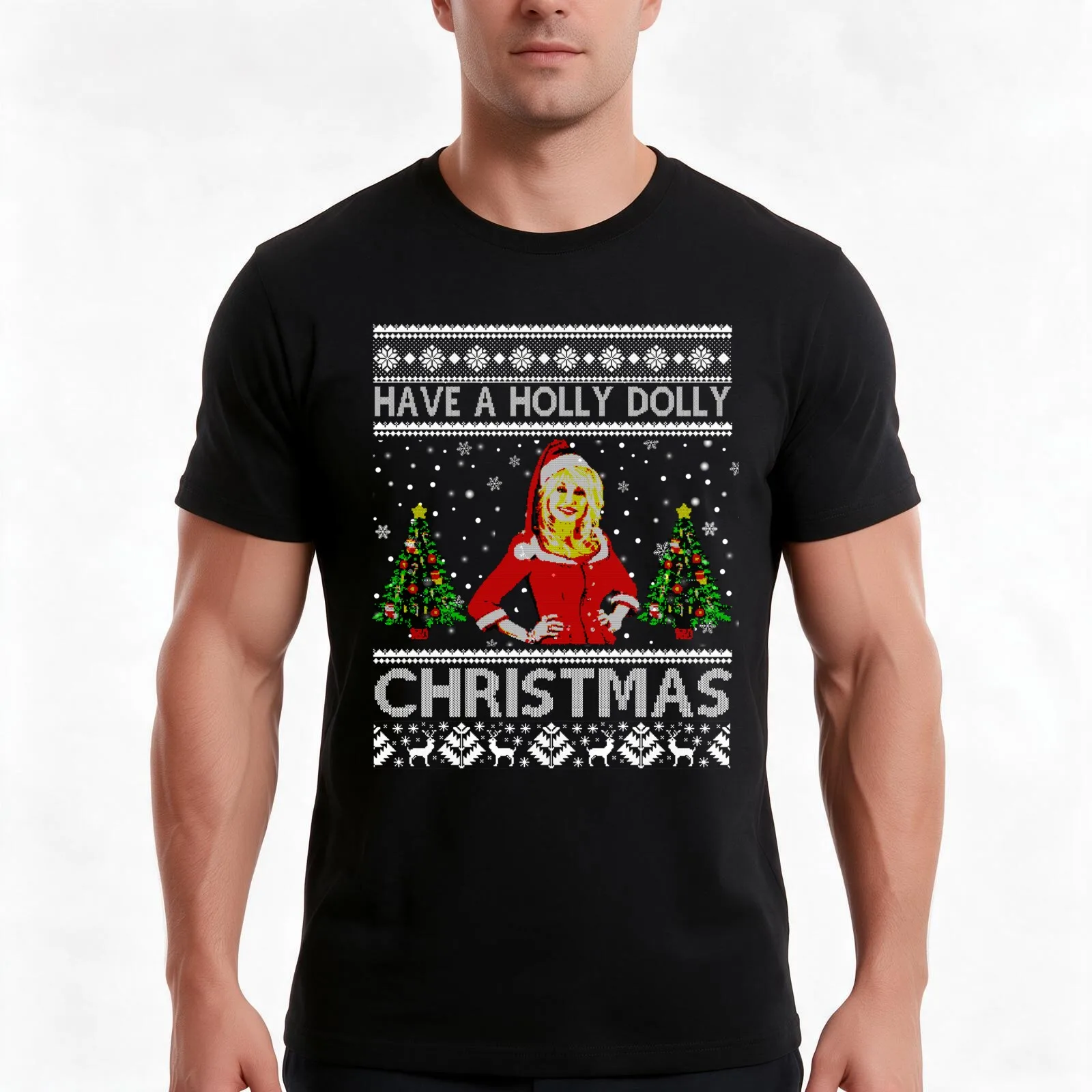 Retro Have a Holly Dolly Christmas Love Parton Music Arts T-Shirt Summer Casual Cotton Tee Oversized Streetwear Tops