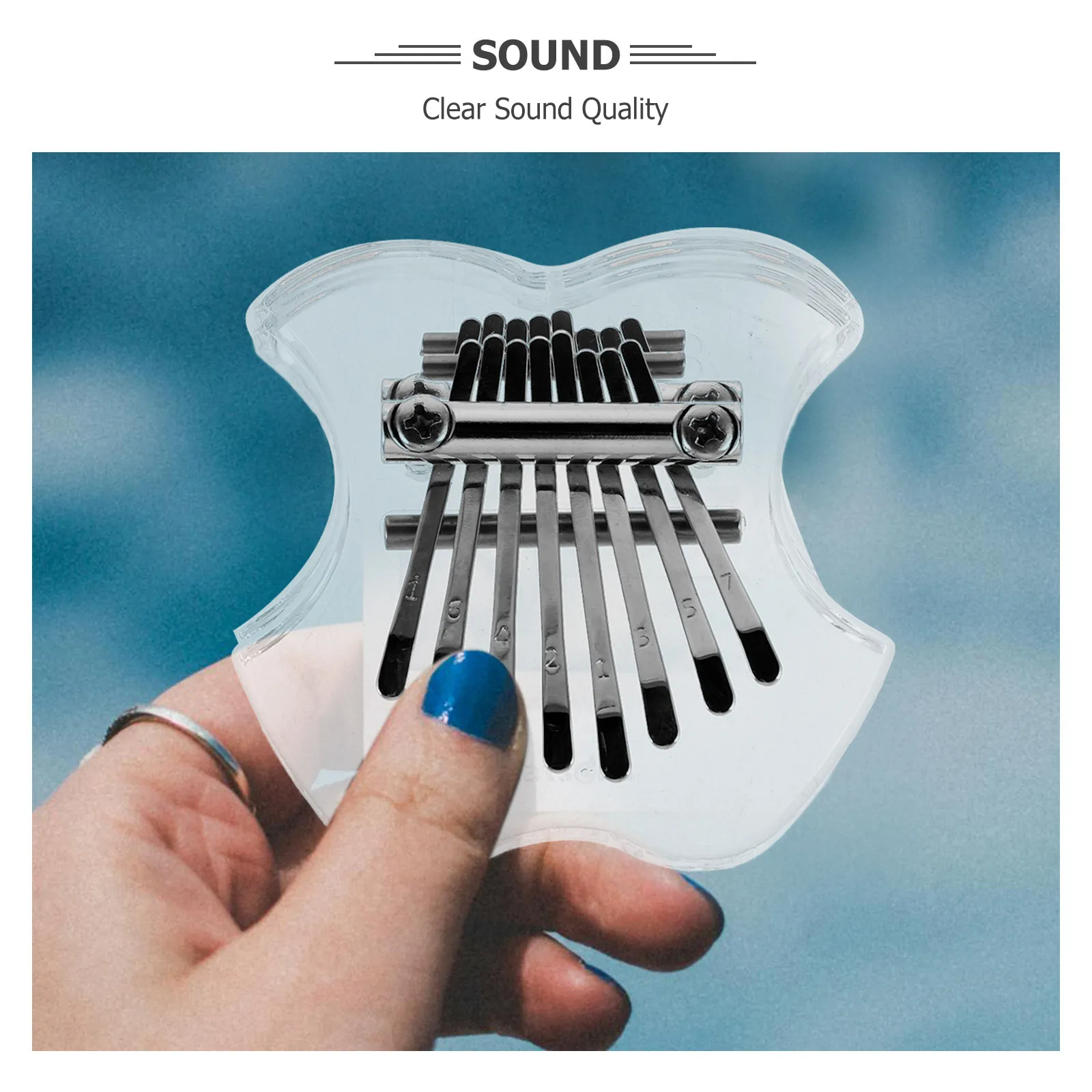 8 مفاتيح صغيرة أكريليك كاليمبا المحمولة شفافة الإبهام البيانو المبتدئين إصبع البيانو أداة عزف موسيقى هدية شفافة كاليمبا