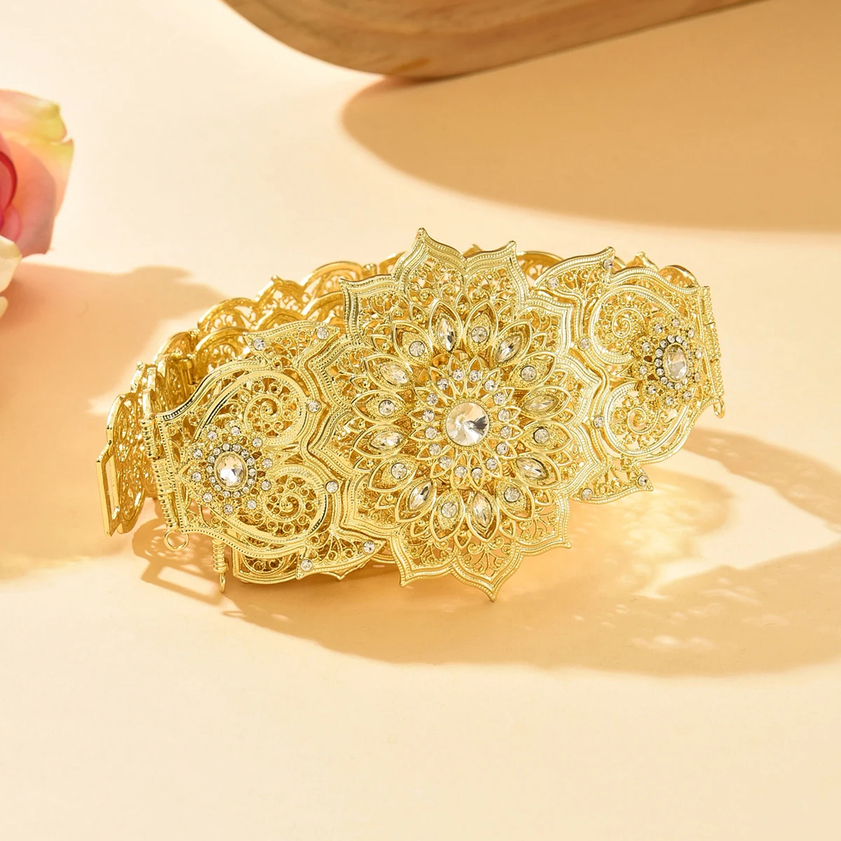 금색 은색 아랍 신부 웨딩 주얼리 크리스탈 유럽 여성 드레스 허리 체인 모로코 카프탄 벨트