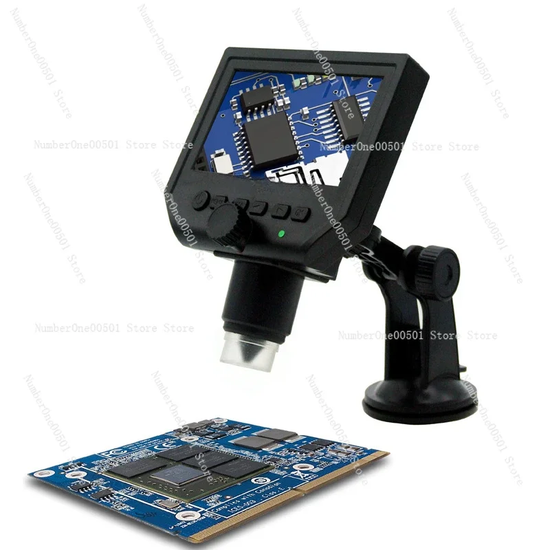 600X HD Digital Microscope with Screen for Phone Repair Industrial Rechargeable 5MP Camera 8 LED Lights