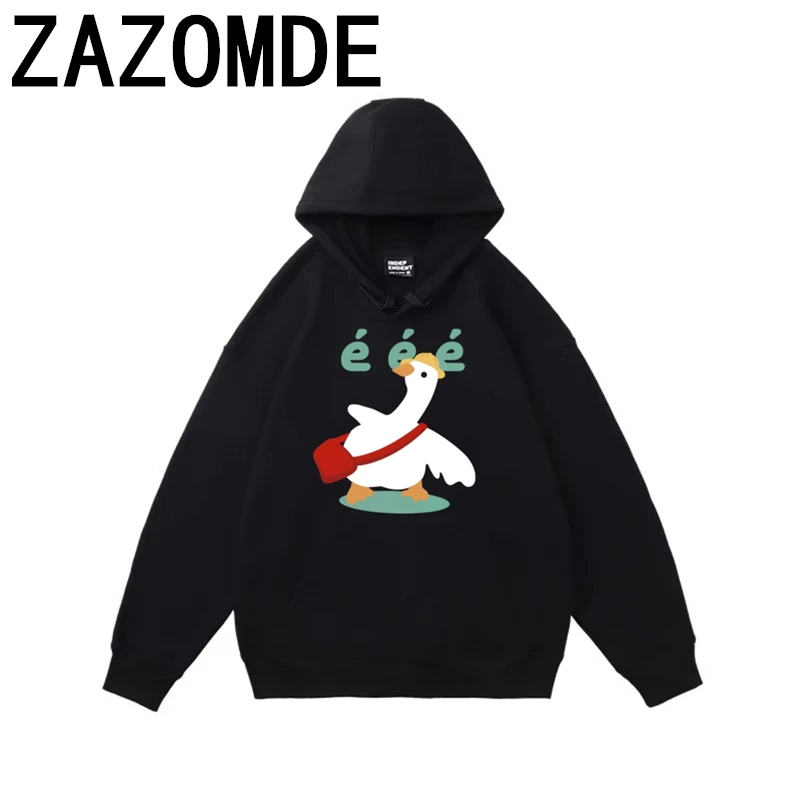 ZAZOMDE Winter Cotton Cartoon Hoodies Sweatshirts For Men Oversized Funny Pattern Outwear Couples Hoody Sweater Pullover Clothes