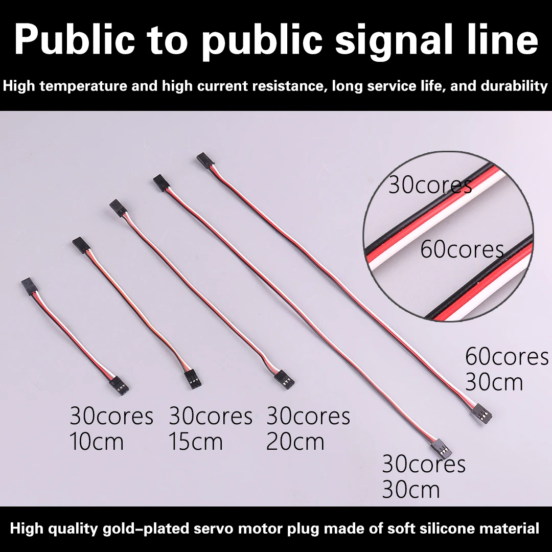 10 Pz/lotto 30 60 nuclei per Futaba JR Doppio cavo maschio filo di segnale Esteso maschio a maschio 10 15 20 30 cm Servo Piombo