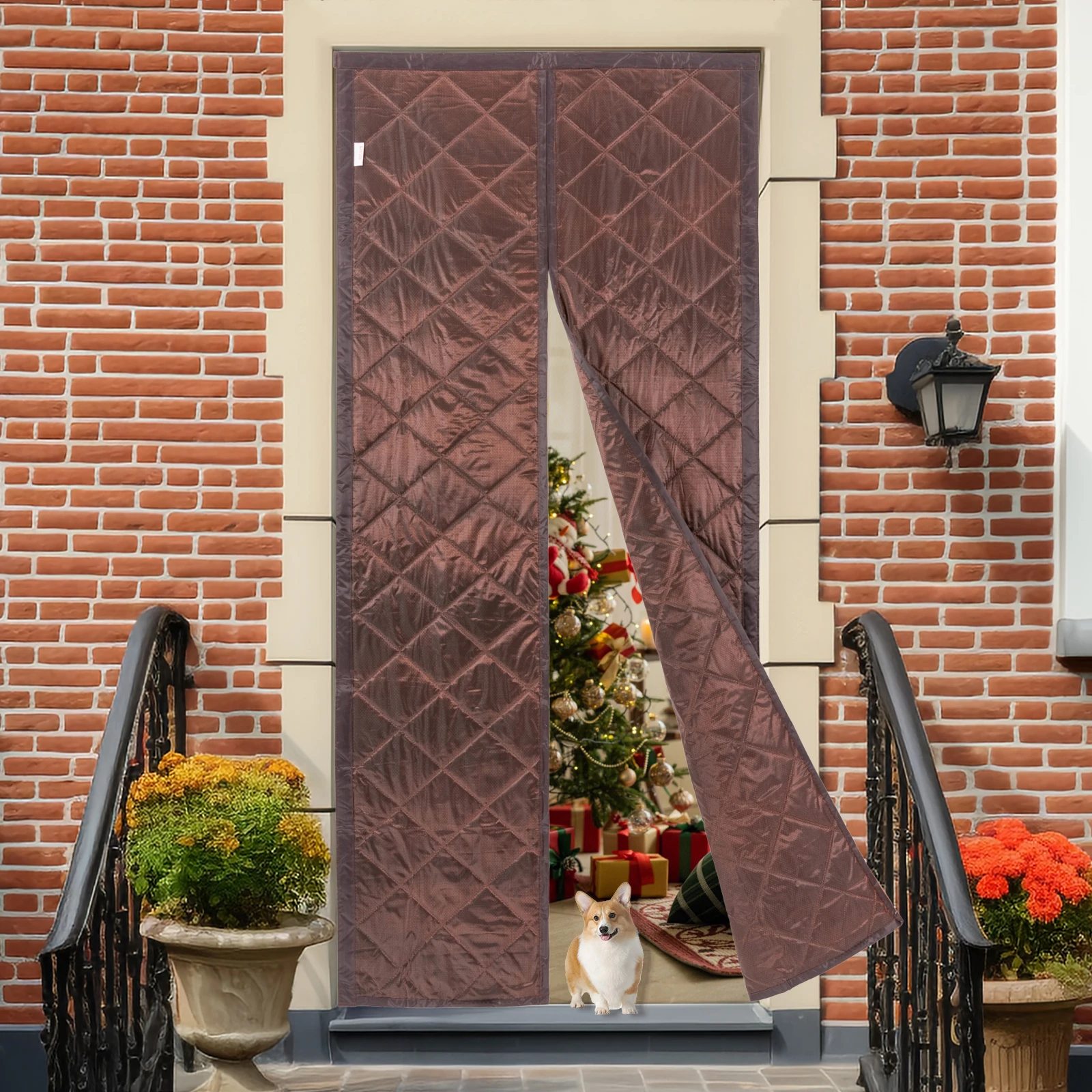 0.85x2.05 ม. ม่านประตูฉนวนความร้อนม่านบังแสงแม่เหล็กกลางเปิดม่านประตูสำหรับประตูขนาด 32-80 นิ้ว