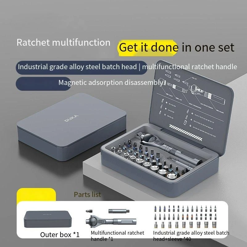 

Набор промышленных отверток S2 Steel RS2 — ручной инструмент с храповым механизмом из 18 предметов с торцевыми насадками и футляром