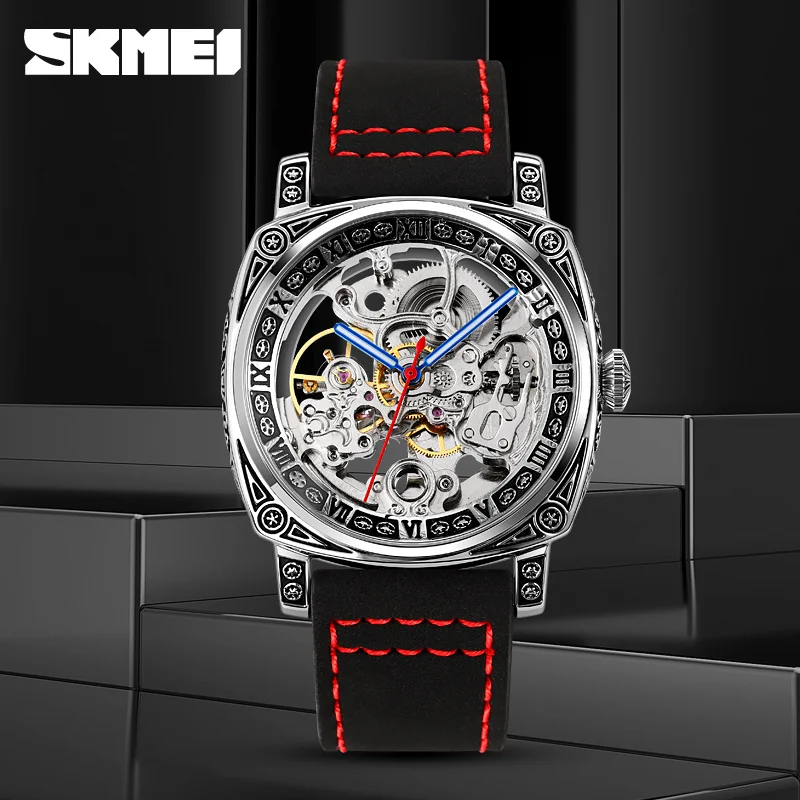 Orologi da uomo di moda marca SKMEI orologio completamente automatico scavato orologi meccanici per uomo orologio da polso orologio di lusso