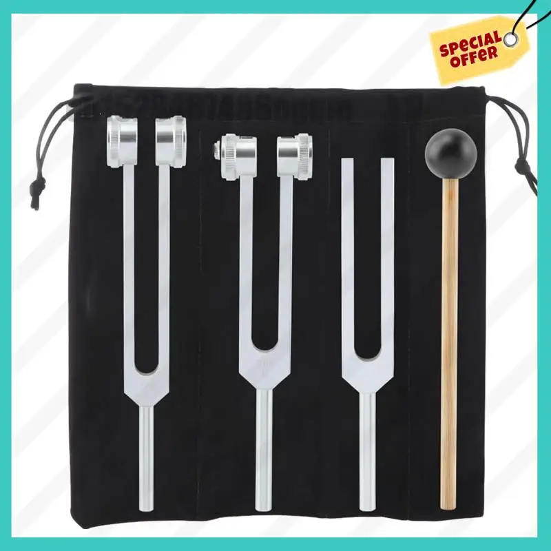 -ABJZ شوكة ضبط لمجموعة الشفاء (128 هرتز، 256 هرتز، 512 هرتز)، شوكة ضبط مع مطرقة منعكسة، لليوجا، العلاج الصوتي #3