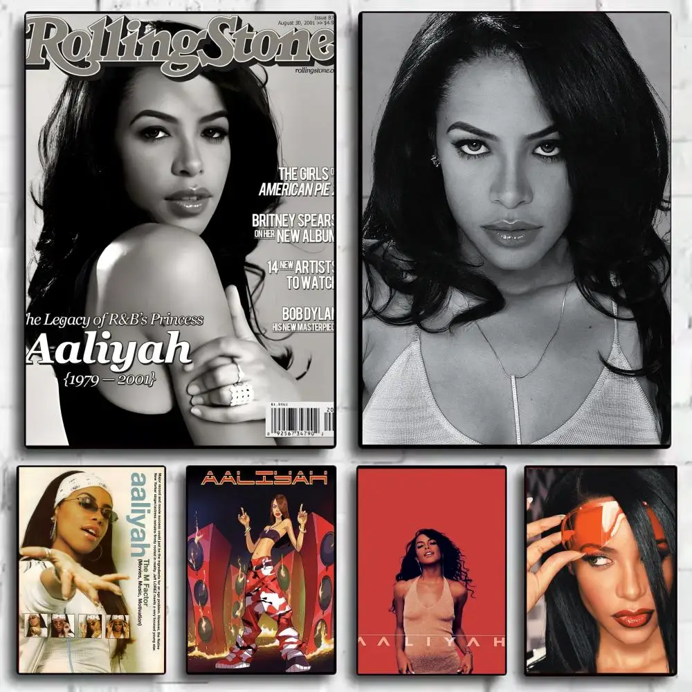 Pop Singer A_Aaliyah Album Poster Decorative Wall Art Stickers Mural Photo Print for Home Living Room Hallway Decor