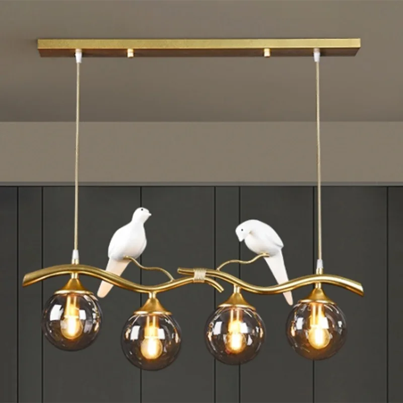 Dining room chandelier modern minimalist creative dining table study atmosphere Nordic designer American strip bar magpie lamp