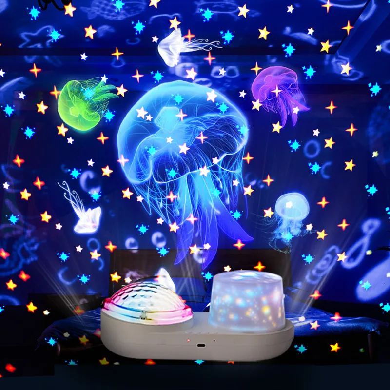 Ocean Starry Projector Small Night Light Children\'s Constellation Galactic Projection Light 360 Degree Rotation Nebula Light