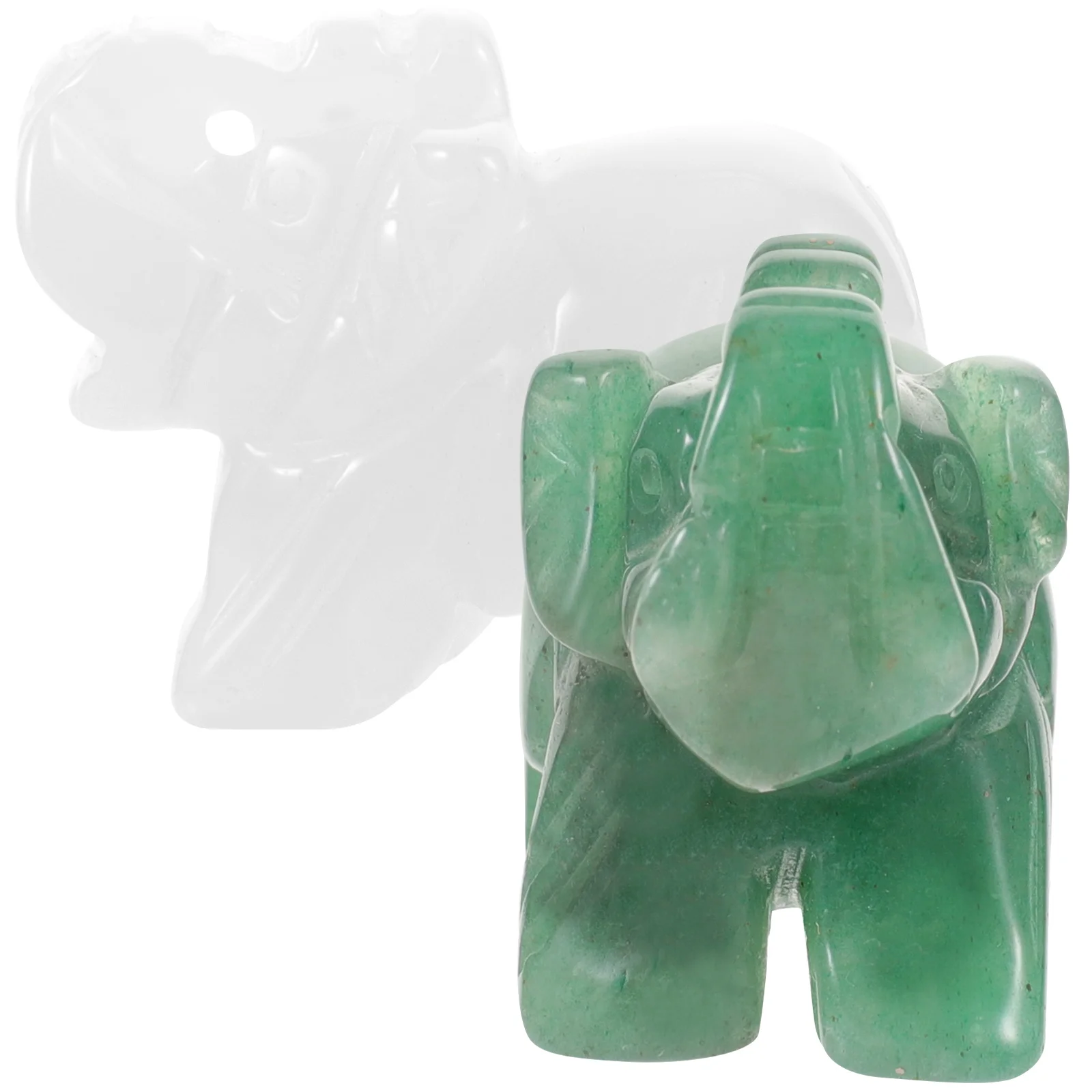

2pcs Elephant Decorative Figurines Crystal Quartz Sculptures Adorable Animal Home Office Decor Mini Statue Pieces