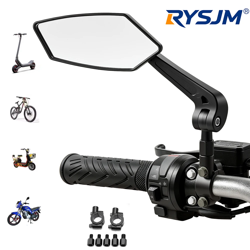 Bicycle Bike Rear View Mirror Reflective 360° Rotate Adjustable Wide Angle Mirror Road Bike Cycling Handlebar Clear Mirror 2PCS