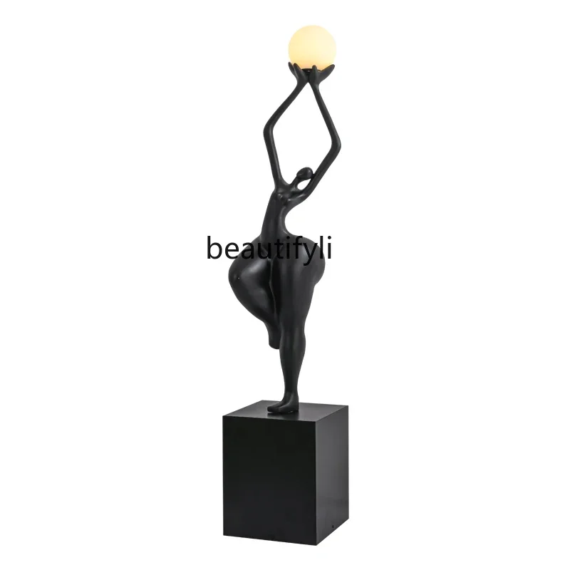 Modern Light Luxury Humanoid Sculptured Ornaments Living Room Exhibition Hall Abstract Character Decoration Floor Lamp