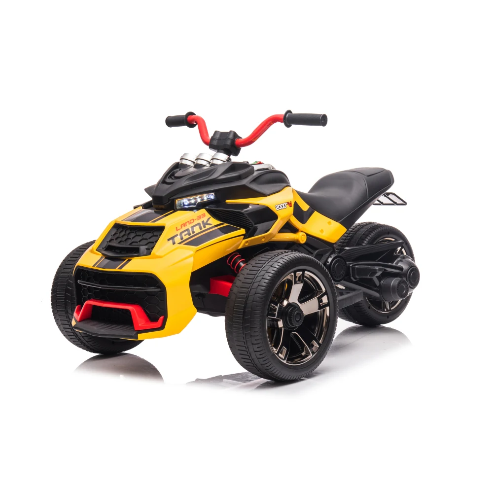 24V Kids Ride On ATV, 3 Wheeler Electric Vehicle, Battery Powered Ride on Motorcycle for Boys Girls with LED Lights, Music