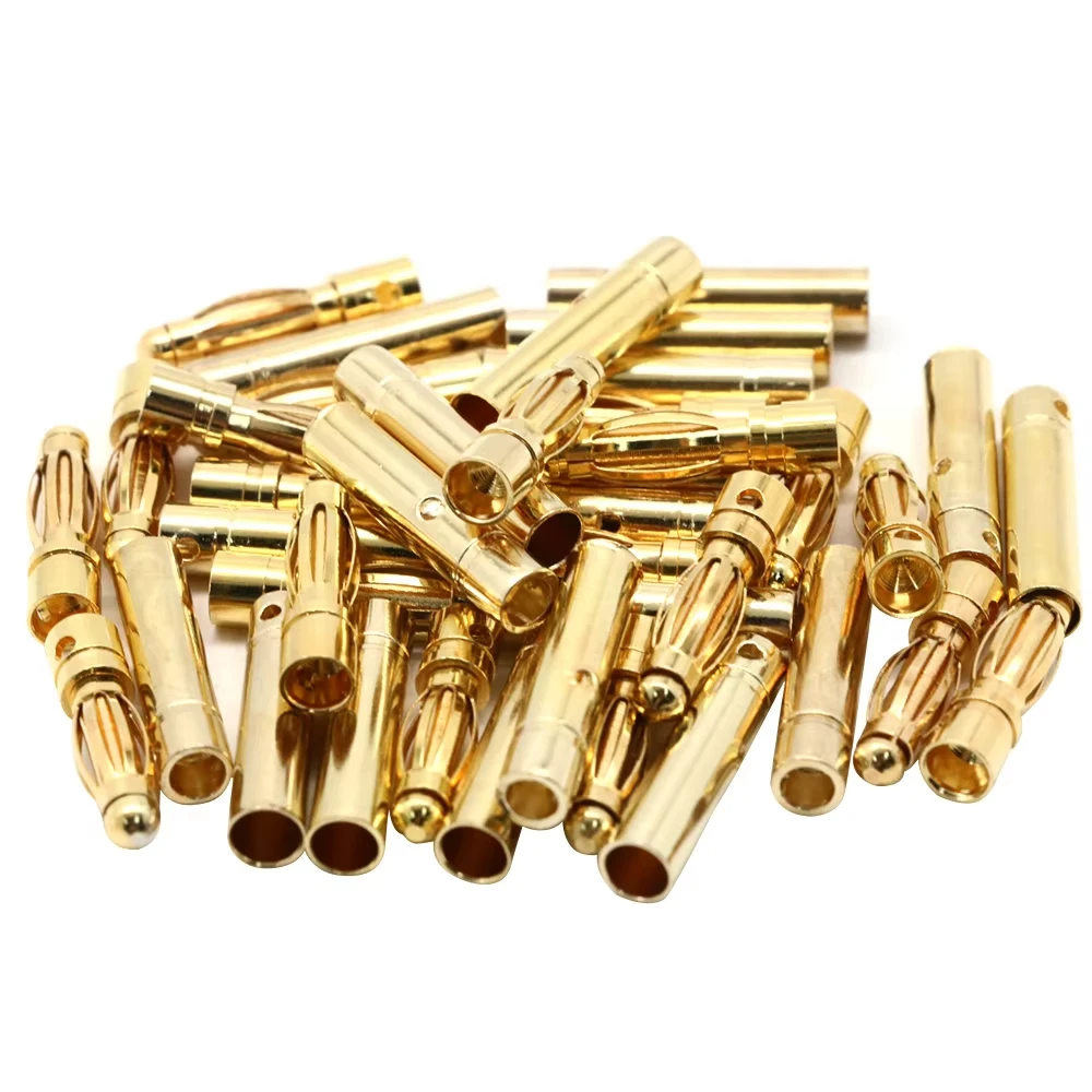 20szt/lot 2.0mm 3.0mm 3.5mm 4.0mm 5.5mm 6.0mm 8.0MM Gold Bullet Banana Connector plug for ESC Lipo RC battery Plugs (10 par)