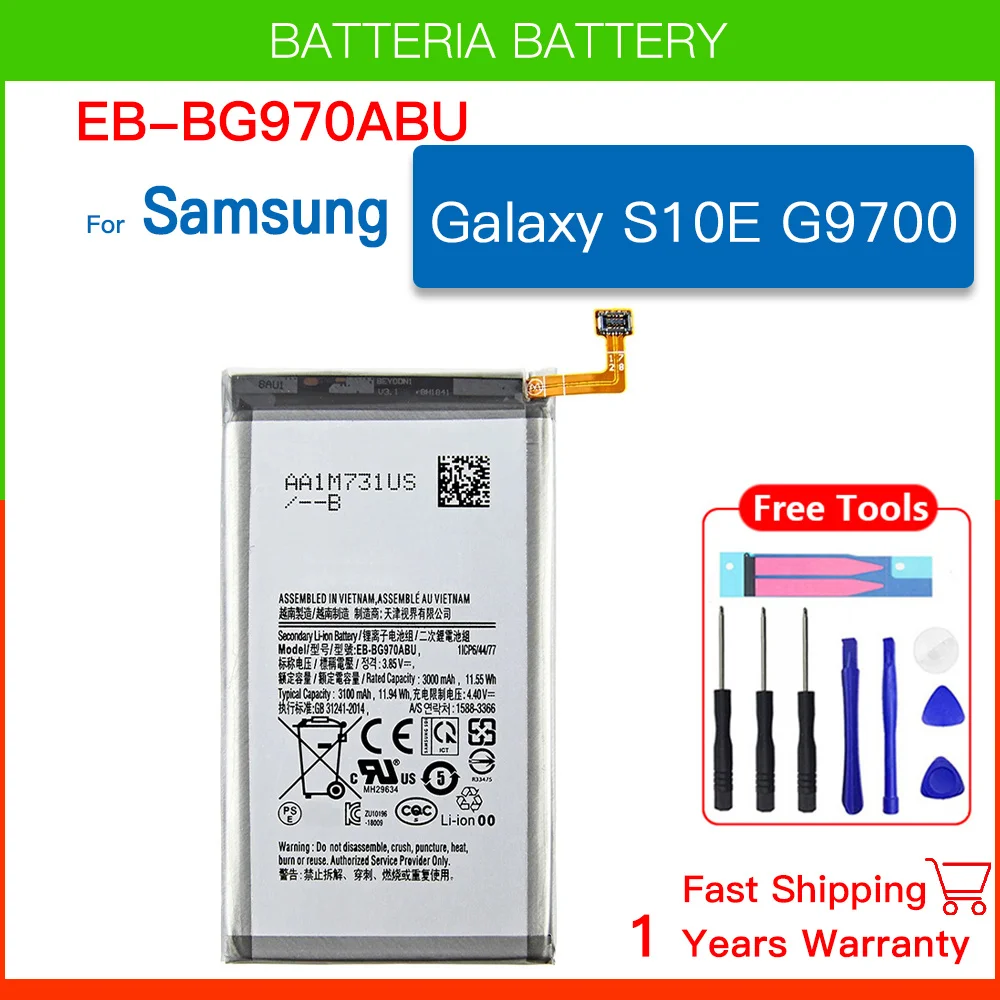 Brand New EB-BG970ABU,Brand New Replacement Phone Batatery,For Samsung Galaxy S10e S10E S10 E SM-G9700 Batteria+ Tools