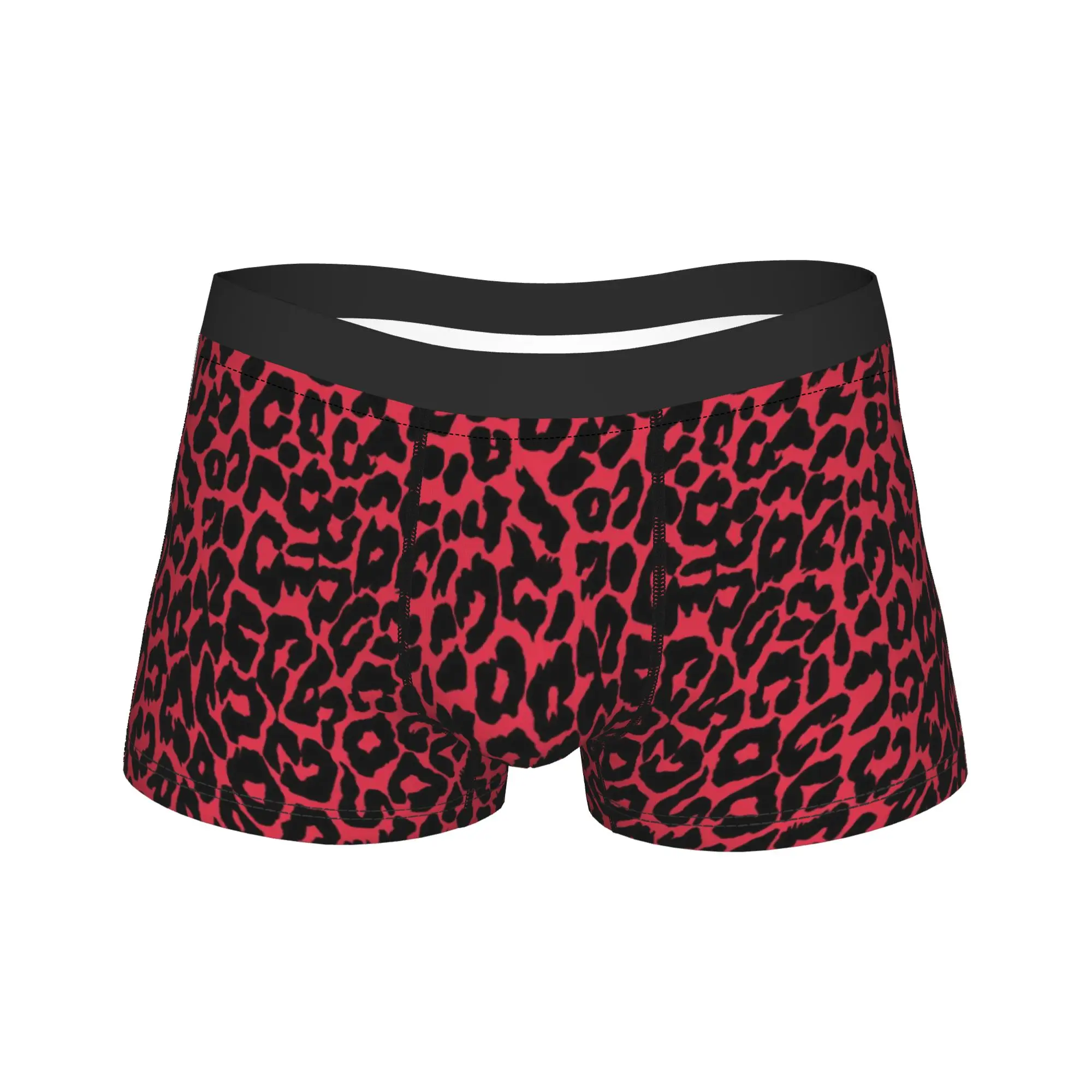 

Red And Blue Leopard Print Underwear Men Underpants Design Soft Trend Boxershorts High Quality Boxer Brief Plus Size 2XL