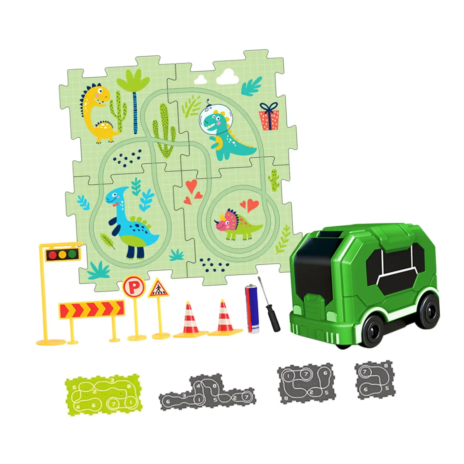 Track Car Educational Puzzle Playset with Vehicles Puzzle for the