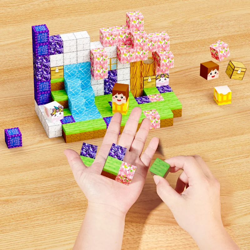 كتل مغناطيسية - بناء الألغام MagnetWorld Edition مكعبات مغناطيسية ألعاب البناء للبنين والبنات ألعاب حسية STEMMontessori