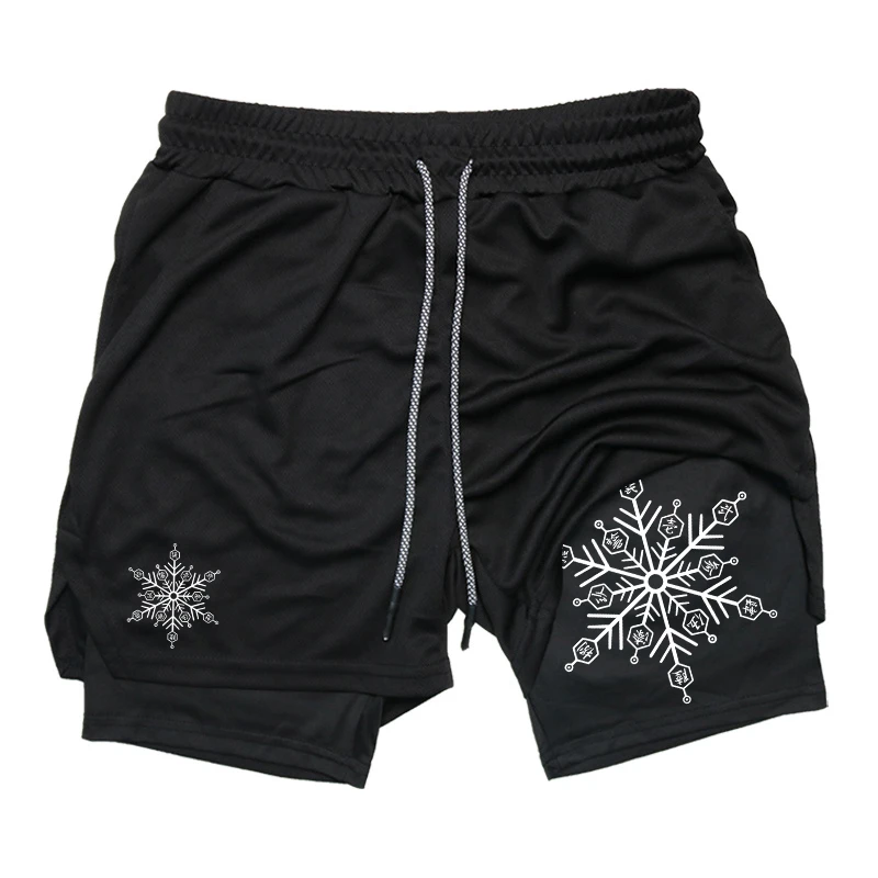 Sword Graphic Print 2 in 1 Workout Running Shorts for Men Sporty Quick Dry Shorts with Phone Pocket Summer Gym Shorts Activewear