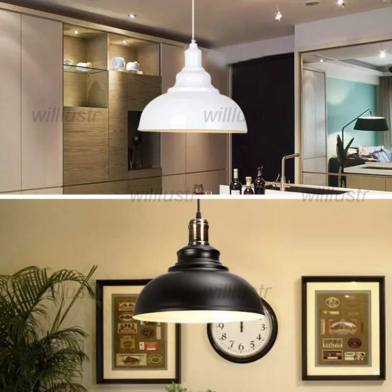 

Industrial Style Metal Pot Cover Pendant Lamp Iron Suspension Light Loft Cafe Bar Hotel Shop Hanging Ceiling Chandelier