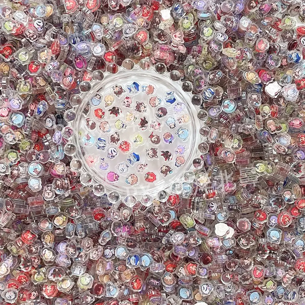 

100pcs New World Carnival 1cm acrylic pieces, mini mixed super small patches, handmade shake shake fun particles accessories